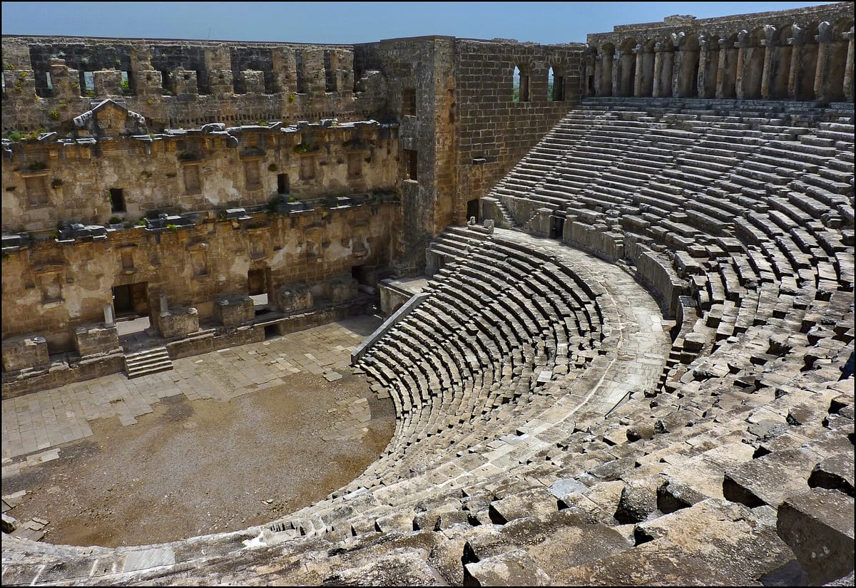 The well-preserved Roman theatre at Aspendos