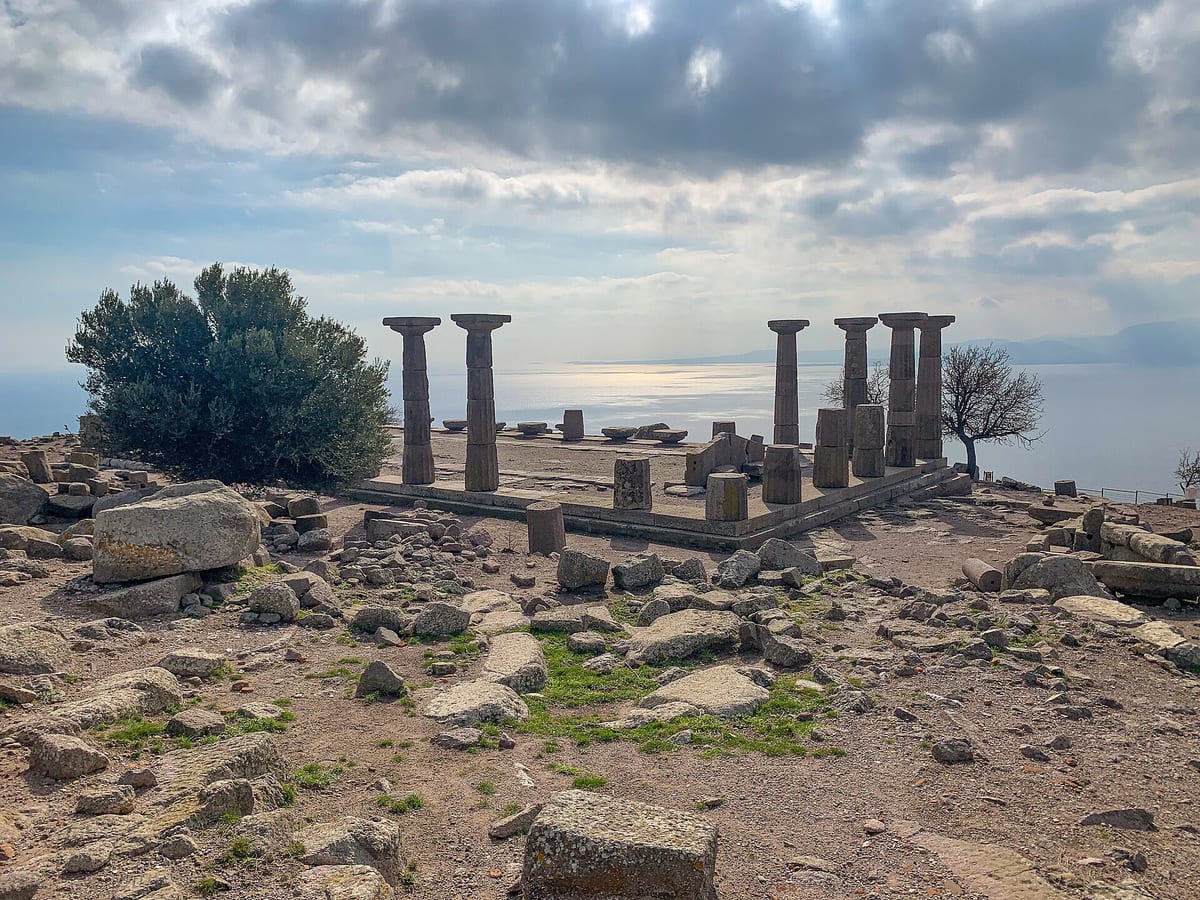 Temple of Athena ruins at Assos overlooking the Aegean