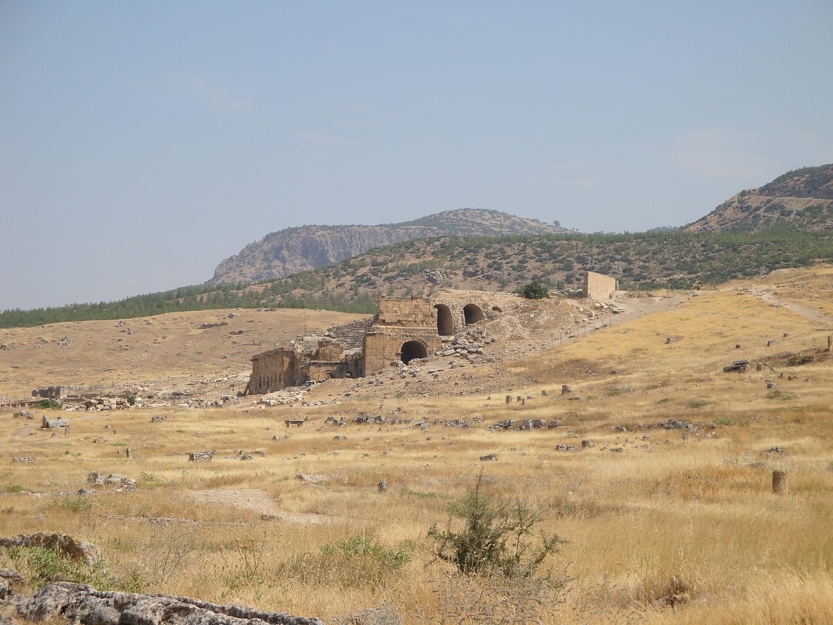The ancient theatre of Hierapolis above Pamukkale