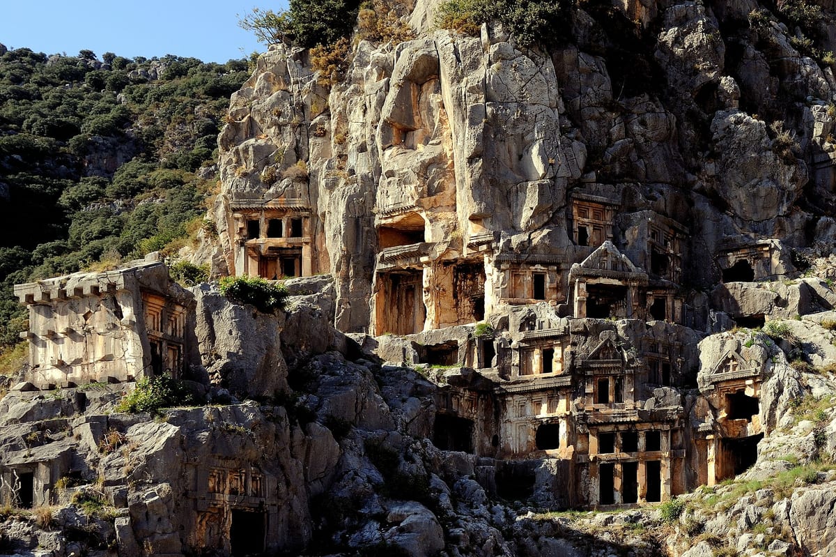 Rock-cut Lycian tombs at Myra in Demre