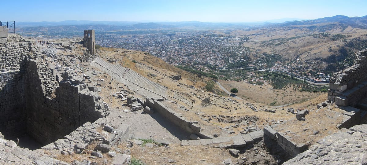 The steep theatre and hillside ruins of Pergamon Acropolis