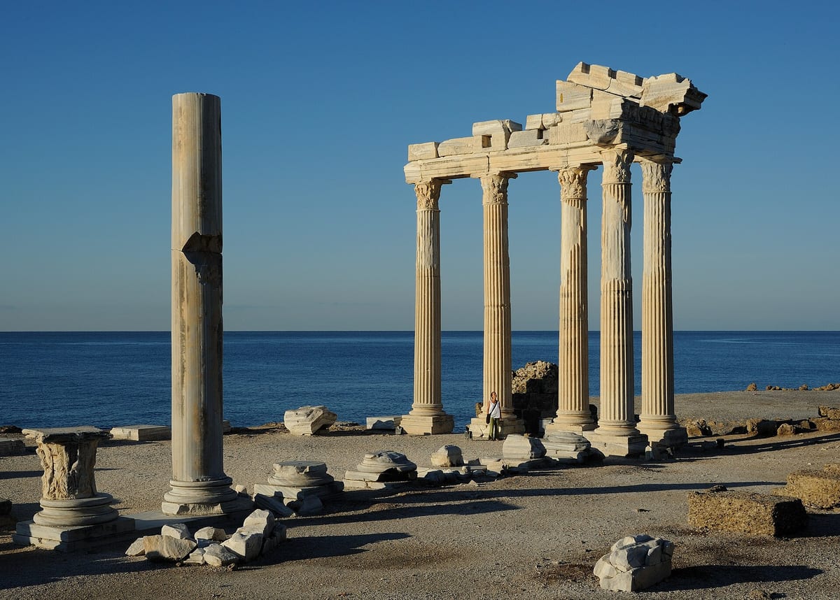 Temple of Apollo ruins at Side near the sea